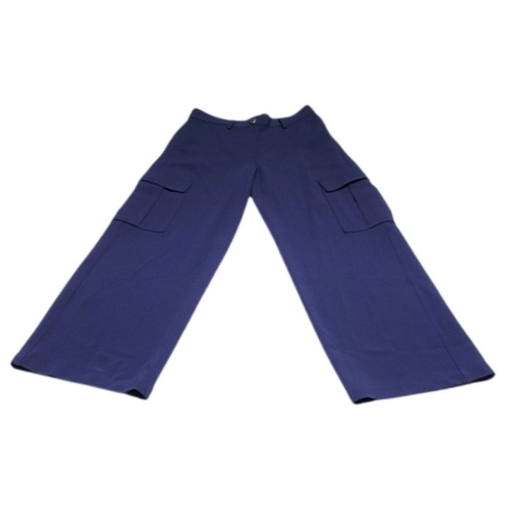 Theory Navy Admiral Crepe Wide Leg Cargo Pants RLX A Cargo FL Size 4 NWT